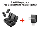 Microfone de lapela sem fio Ulanzi A100 para câmera iPhone 16 15 Pro Max Android DJI Action Pocket 3 com gravação dupla ao vivo