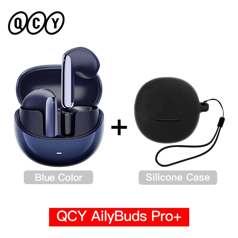 Fones de ouvido sem fio QCY HT10 AilyBuds Pro+ com cancelamento de ruído ativo (ANC), áudio de alta resolução com LDAC, Bluetooth 5.3, 6 microfones, IA para chamadas em HD e conexão multiponto.