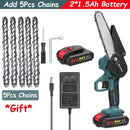 Motosserra elétrica sem fio de 21 V e 6 polegadas, bateria de lítio recarregável, motosserra elétrica para rachar madeira, ferramentas para trabalhar madeira com uma mão