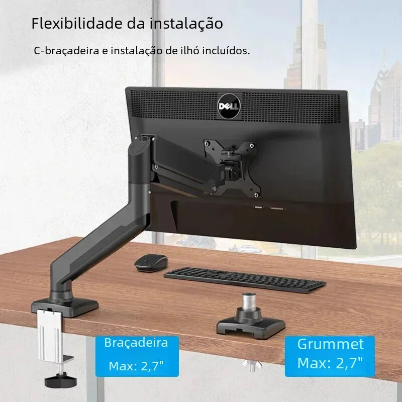 Suporte de mesa para monitor Bewiser de 13" a 32" com capacidade de peso de até 9 kg (19,8 lbs), altura ajustável, rotação de 360°