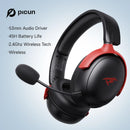 Fone de ouvido sem fio para jogos Picun G3 com microfone, Bluetooth 5.4, driver de 40 mm, 2.4G/sem fio/cabo, fones de ouvido USB 65H