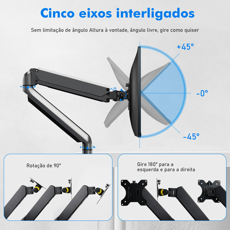 SUPORTE DE MONITOR DE MESA ARTICULADO COM MOLA A GÁS WK-MSP1