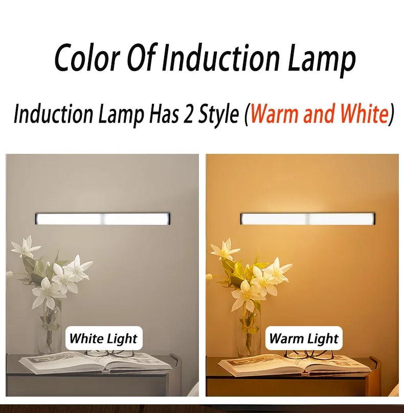 Luz noturna LED com sensor de movimento 20/30/40/60 cm, sem fio, USB, para armário, luz noturna, lâmpada para guarda-roupa, cozinha, armário, quarto