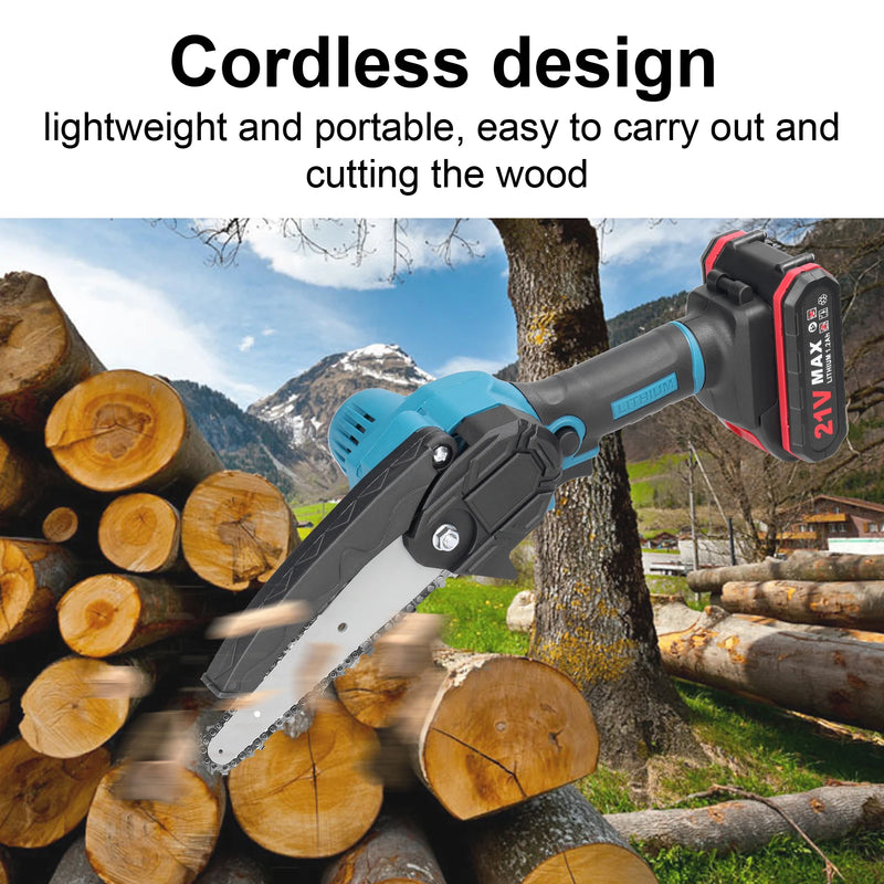 Motosserra KKMOON 21V 4/6/8 polegadas Serra elétrica de corrente sem fio Serra de poda portátil Serra elétrica portátil para marcenaria Ferramenta de corte