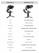 Gimbal 3 em 1 FeiyuTech SCORP Mini 3 Pro para câmeras mirrorless, câmeras de ação e smartphones com rastreamento por IA, capacidade de carga de 2 kg e bateria com duração de até 14 horas.