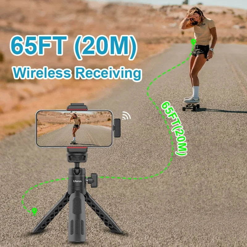 Microfone de lapela sem fio Ulanzi J12, conjunto de microfone de lapela para gravação de vídeo curto, mini microfone para iPhone 16, 15, 14, Android, transmissão ao vivo