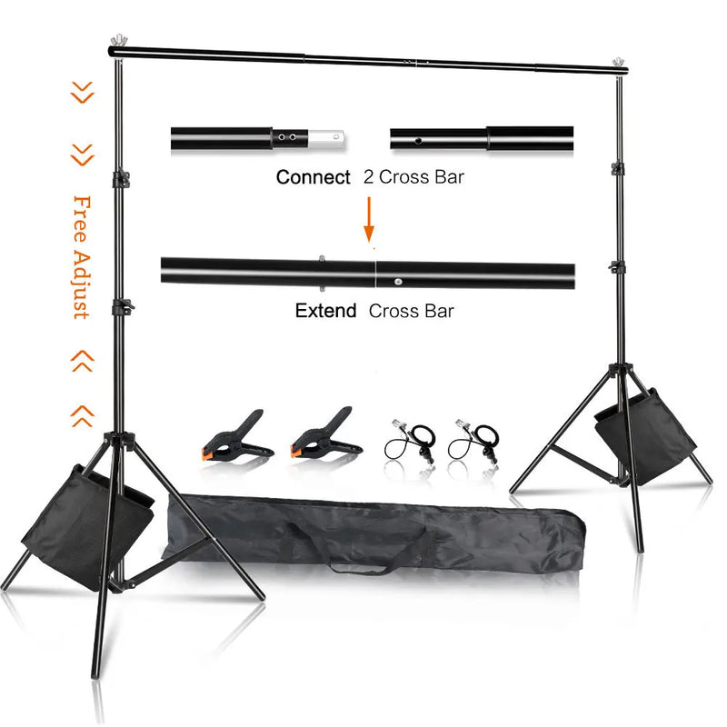 SH Fotografia Fundo Suporte de Fundo Kit de Suporte de Tela de Quadro com Estojo de Transporte para Estúdio de Fotografia e Vídeo de Musselina