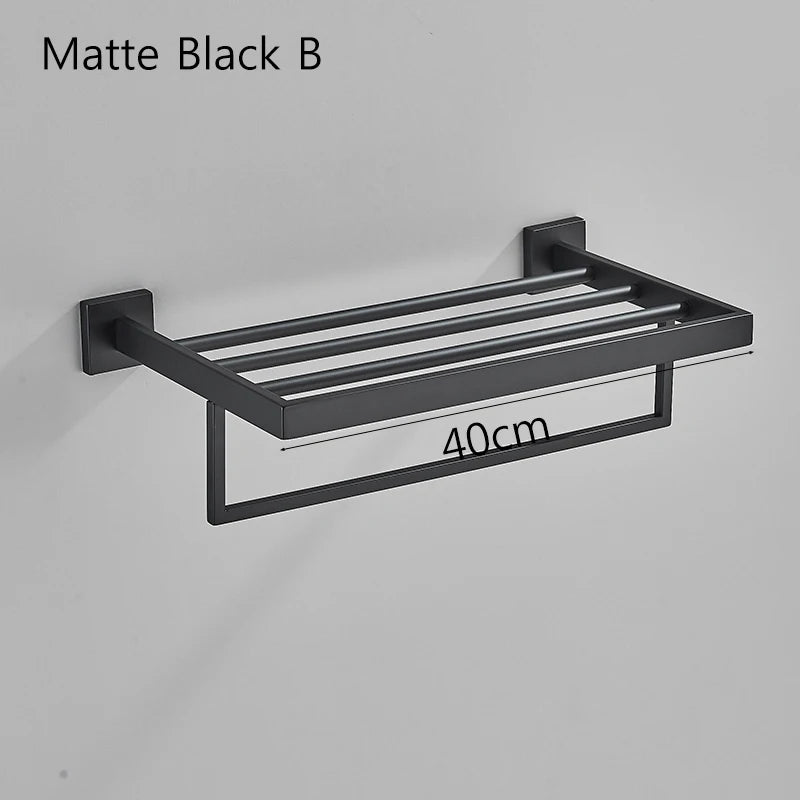 Acessórios para banheiro Toalheiro Aço inoxidável Toalheiro Acessórios para banheiro Prateleira de armazenamento Toalheiro duplo Dourado/Preto/Cromado