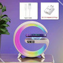 Luminária G Led RGB com Carregador por Indução, Despertador e Caixa de som Bluetooth para Mesa de Escritório