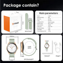 Relógio inteligente feminino AURAFIT, ideal para presentear mulheres. Tela sensível ao toque completa, perfeito para esportes e fitness, com chamadas Bluetooth.