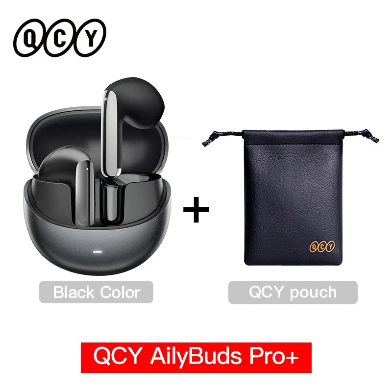 Fones de ouvido sem fio QCY HT10 AilyBuds Pro+ com cancelamento de ruído ativo (ANC), áudio de alta resolução com LDAC, Bluetooth 5.3, 6 microfones, IA para chamadas em HD e conexão multiponto.