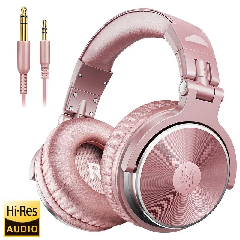Fones de ouvido com fio Oneodio Pro 10, áudio de alta resolução, fone de ouvido com fio, estéreo, profissional para DJ, com microfone, sobre a orelha, fone de ouvido de estúdio
