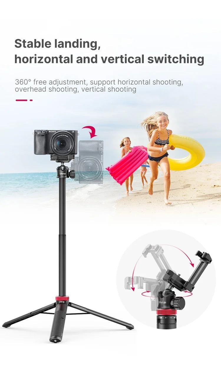 Tripé Ulanzi MT-44 com 1,46 m de extensão para selfies, tripé com braçadeira para celular, câmeras, celulares, Samsung, iPhone, Huawei, Xiaomi