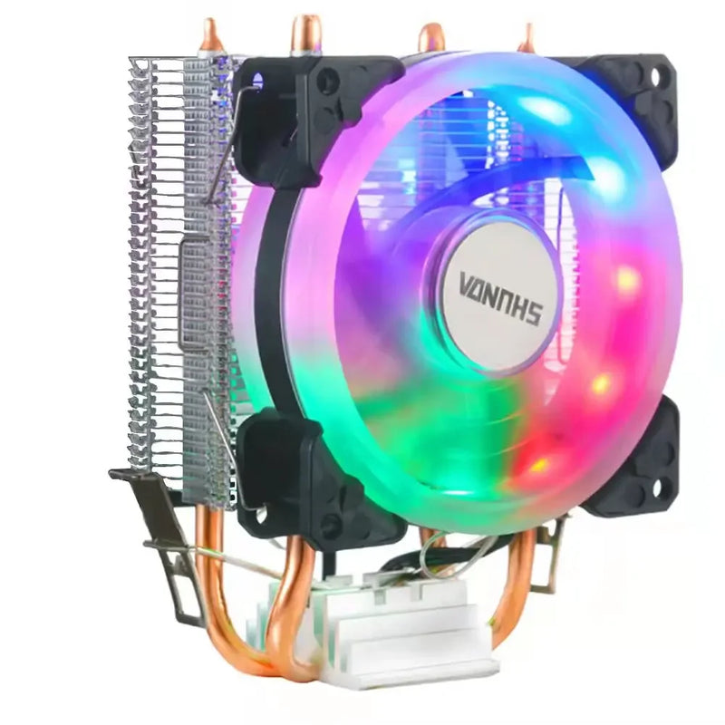Cooler de processador X99 2011 V3 2 Heatpipes, radiador de CPU IWONGOU 3 pinos, ventilador RGB de 90 mm para PC Gamer para Intel 1366/1700/AMD/AM4