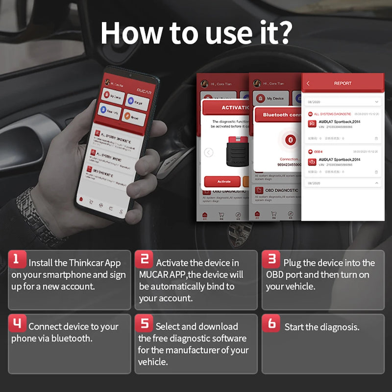 Ferramentas de diagnóstico automotivo MUCAR BT200 OBD2 Bluetooth Wifi Scanner para todos os carros Auto Testador OBD2 15 Redefinições de diagnóstico