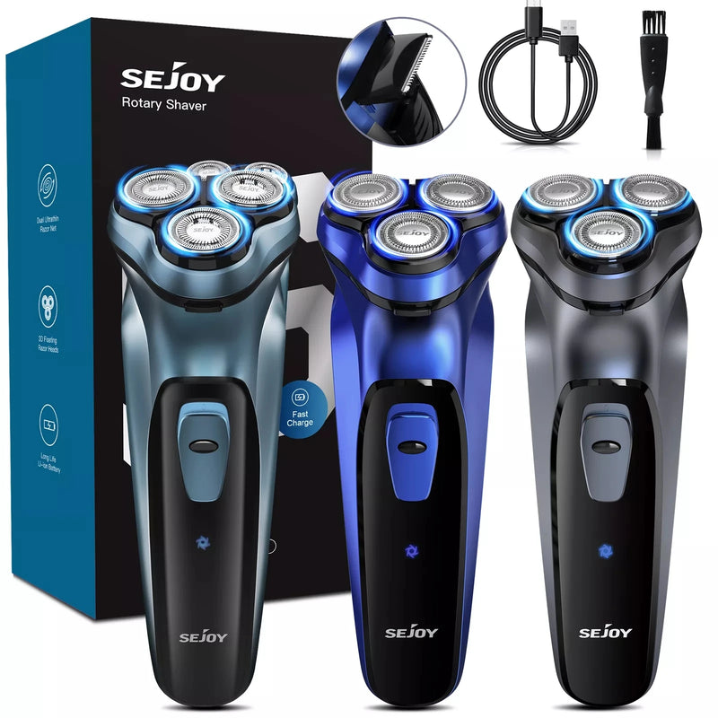 Sejoy Barbeador Elétrico para Homens Barbeadores Elétricos Recarregáveis Rotativos Barbeador Portátil de Viagem Ideia Presente Aparador de Barba