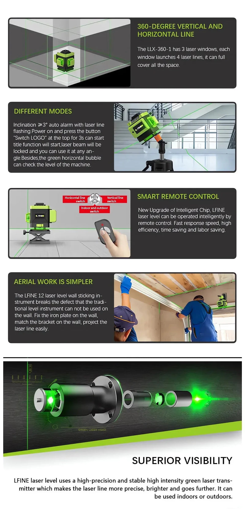 Nível laser de 2 baterias 8/12/16 linhas luz verde linha automática de alta precisão enviado do armazém do Brasil isento de impostos