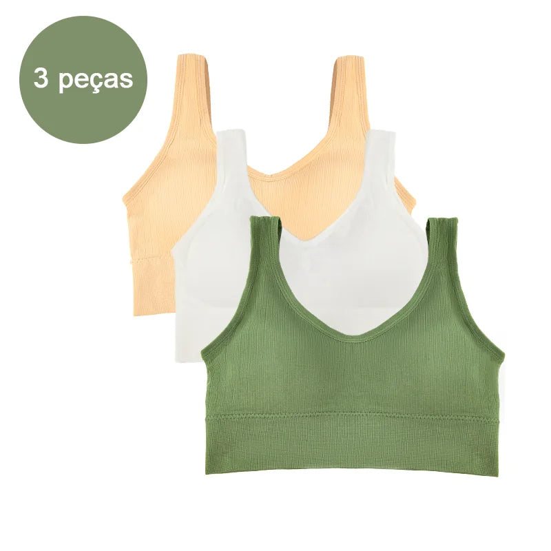 Sutiã esportivo feminino de 3 peças, roupa íntima para academia, roupa íntima feminina, sutiã respirável sem costura