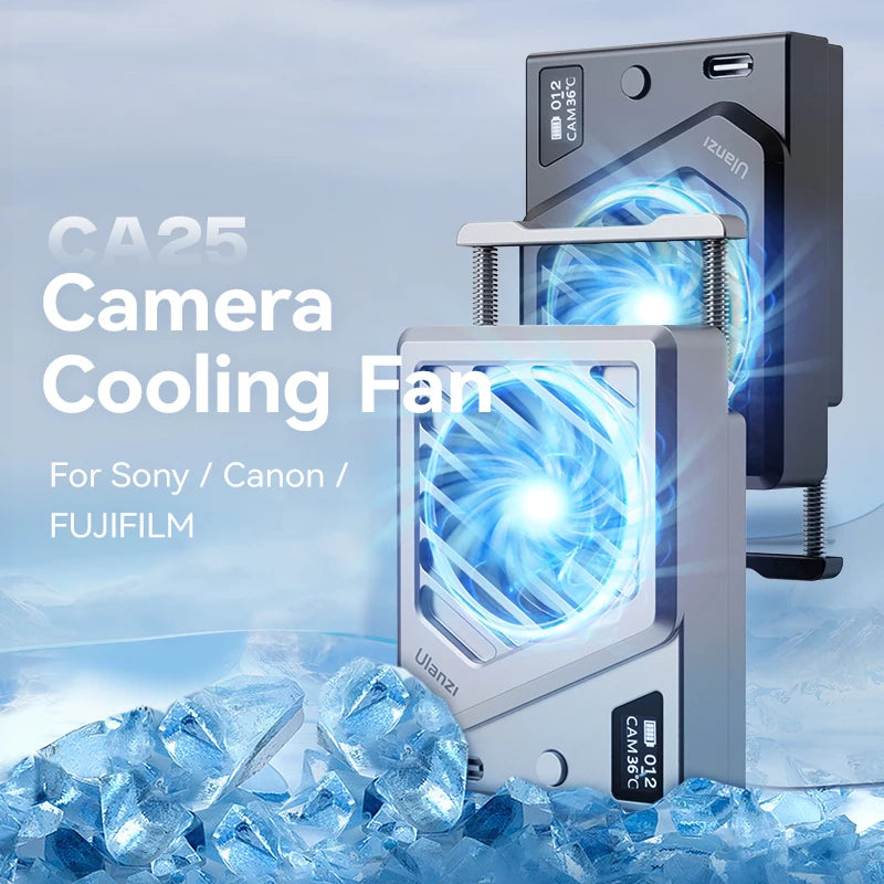 Sistema de resfriamento de câmera Ulanzi CA25 Nova versão Dissipador de calor Ventilador de resfriamento para Sony Canon FUJIFILM Nikon ZV-E1 FX30 A7M4 R8 R7 R6 XT4