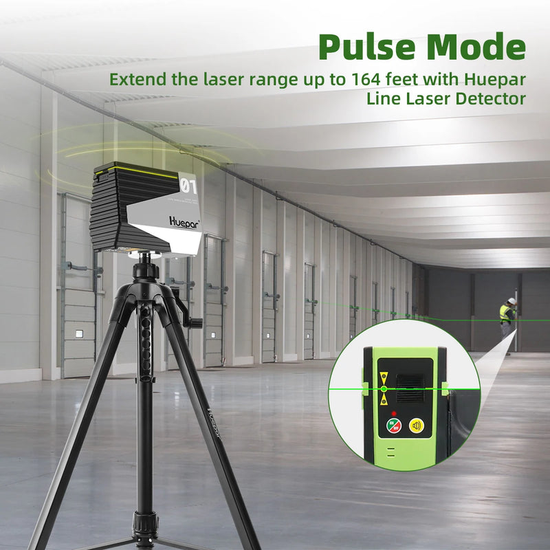 Nível a laser verde Huepar E011G, autonivelante, linha cruzada, ferramenta recarregável, sensor de movimento e modo de pulso - acene com a mão para alternar