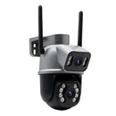 Câmera de vigilância Icsee preta Wi-Fi, monitor de câmera de segurança 4K Ultra HD, câmera de segurança Wi-Fi à prova d'água