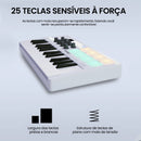 Controlador de teclado MIDI USB M-VAVE com 25 teclas, 8 pads de bateria retroiluminados, 8 knobs e 2 touch strips. Instrumentos musicais para teclado.
