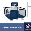 Cercado infantil IMBABY para uso interno, com barreira de segurança, piscina seca e área de recreação para crianças.