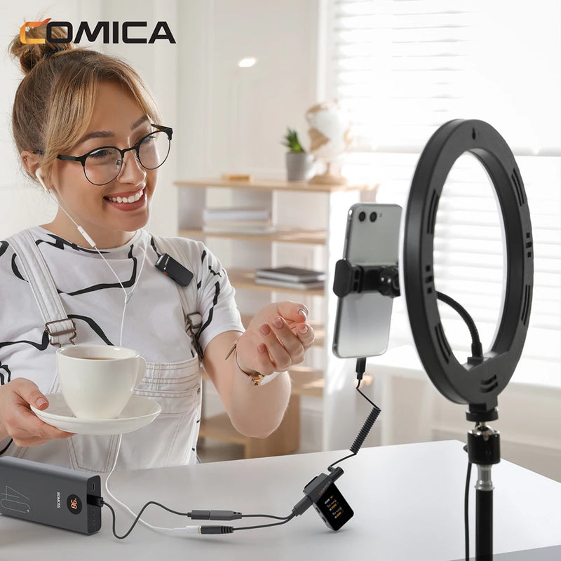 Microfone de lapela sem fio Comica Vimo C C3 C2 C1 2.4G para câmera de smartphone, vlog, streaming de YouTube vs Rode GO II