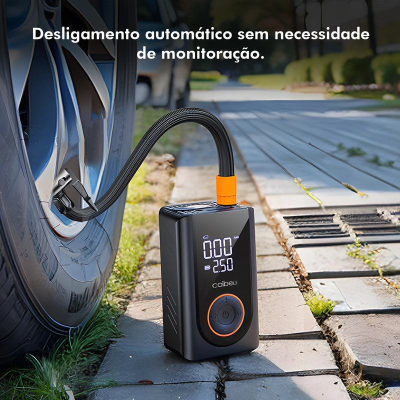 Bomba de inflação portátil sem fio de 60 W, bateria de 1800 mAh * 2,5 modos (carro/bicicleta/motocicleta), desligamento automático por LED, tipo C