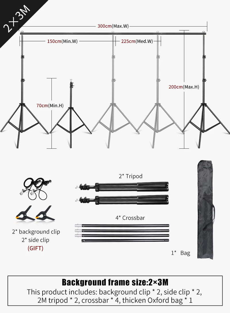 Suporte de fundo para estúdio fotográfico 2x2, 2x3, 2,6x3m, tela verde, sistema de suporte chromakey, moldura de vídeo para festas