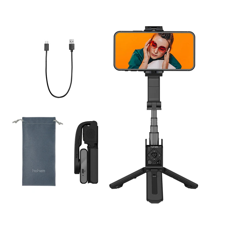 Estabilizador Gimbal Portátil Hohem iSteady Q para Celular, Haste Extensora, Tripé Ajustável com Controle Remoto para Smartphone