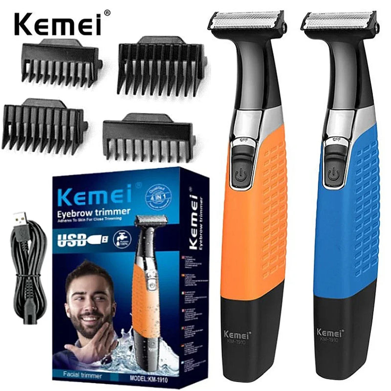 Maquina Barbeador e Aparador de Pelos Elétrico Recarregável Kemei KM-1910 styling trimmer Impermeável