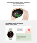 Relógio inteligente feminino AURAFIT, ideal para presentear mulheres. Tela sensível ao toque completa, perfeito para esportes e fitness, com chamadas Bluetooth.