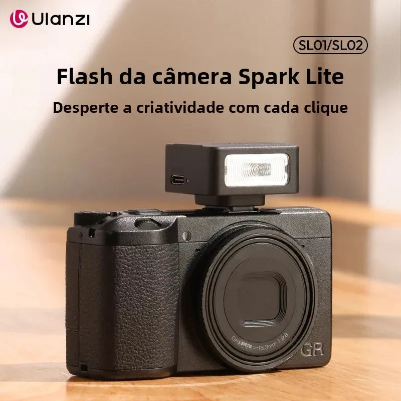 Ulanzi SL01 SL02 Mini Câmera Flash Light SpeedLite GN8 6500K para Canon Sony Nikon Fuji Câmera DSLR Vlog Live Fotografia ao ar livre