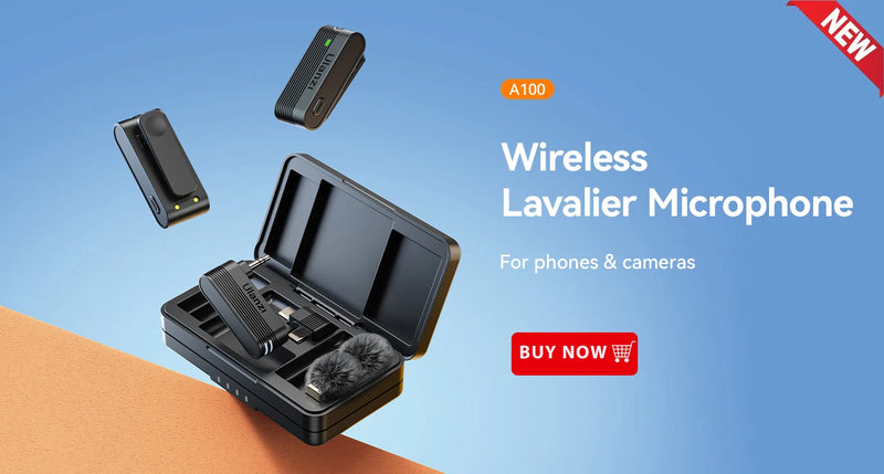 Microfone de lapela sem fio Ulanzi WM-10 1 para 1 USB C para Android e iPhone com esponja à prova de vento para gravação de transmissão ao vivo