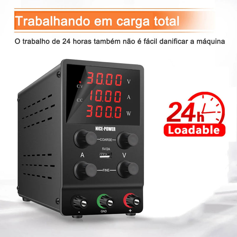 Fonte de alimentação de bancada NICE-POWER, 30 V 10 A, fonte de alimentação de laboratório de alta precisão regulada por comutação ajustável, entrada 110 V-230 V