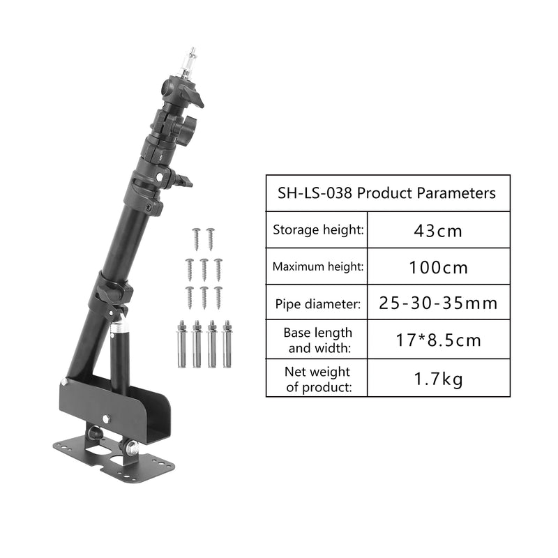 Braço de lança SH Heavy Wall Mount para estúdio fotográfico, luzes estroboscópicas de vídeo, comprimento máximo de 100 cm, rotação horizontal e vertical