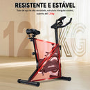 Bicicleta ergométrica ZRSE para uso doméstico, ideal para exercícios cardiovasculares em ambientes internos, com suporte para iPad e monitor LCD. Transmissão silenciosa por correia.