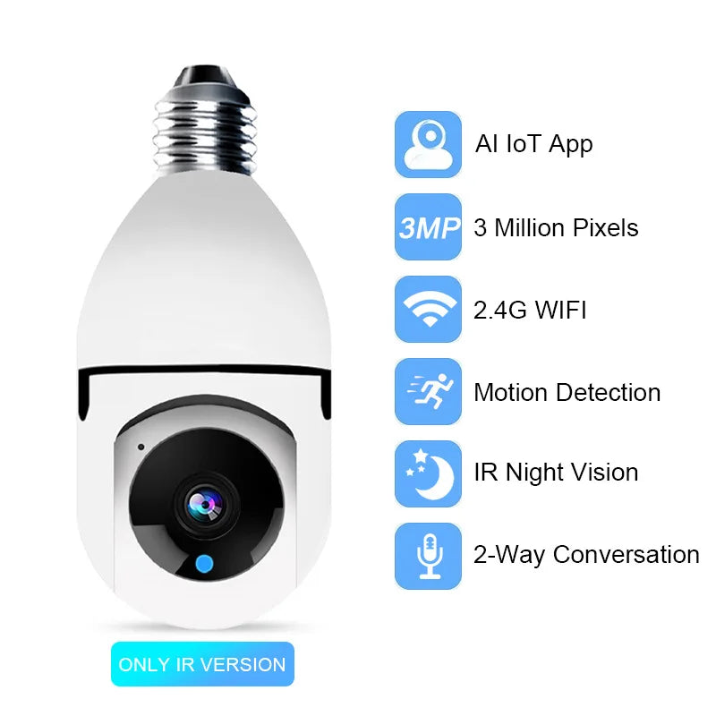 câmera com Canhão de luz de alta definição 1080P, WIFI, visão noturna, celular, monitoramento remoto, máquina de agitação, rotação de 360 níveis