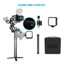 Gimbal FeiyuTech SCORP Mini 3 Pro com alça remota removível e rastreamento AI 4.0 para câmeras mirrorless, câmeras de ação e smartphones.