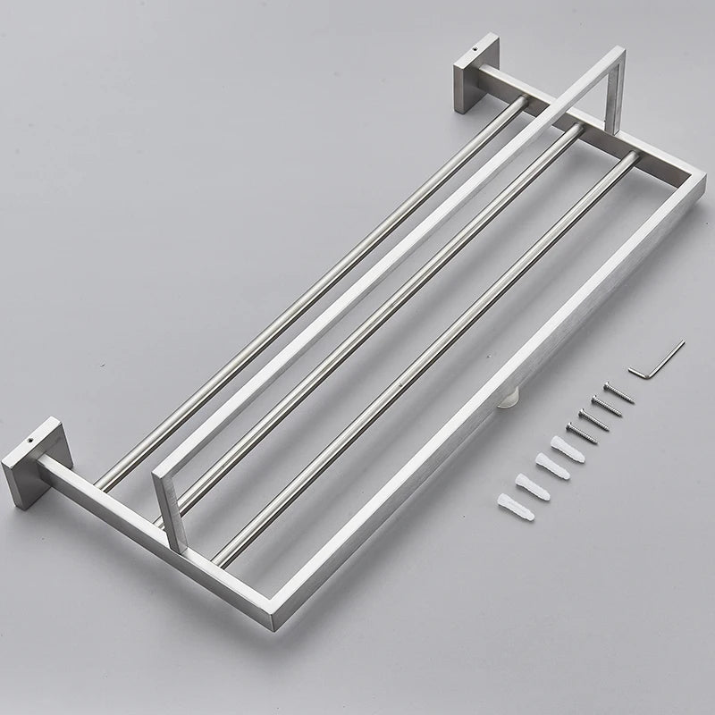 Acessórios para banheiro Toalheiro Aço inoxidável Toalheiro Acessórios para banheiro Prateleira de armazenamento Toalheiro duplo Dourado/Preto/Cromado