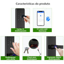 Fechadura elétrica de porta com impressão digital Bluetooth RAYKUBE F7 TT, versão com voz em português/inglês e alça maior