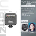 Mini Vlog VL49 LED, Luz de Preenchimento com 6W Branco 2000mAh 5500K Iluminação Zoom - para Fotográfica, Vídeo, Telefone, Selfie