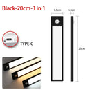 Luz noturna LED com sensor de movimento 20/30/40/60 cm, sem fio, USB, para armário, luz noturna, lâmpada para guarda-roupa, cozinha, armário, quarto