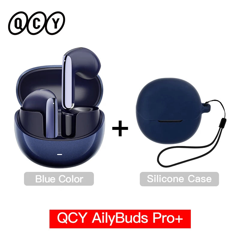 Fones de ouvido sem fio QCY HT10 AilyBuds Pro+ com cancelamento de ruído ativo (ANC), áudio de alta resolução com LDAC, Bluetooth 5.3, 6 microfones, IA para chamadas em HD e conexão multiponto.