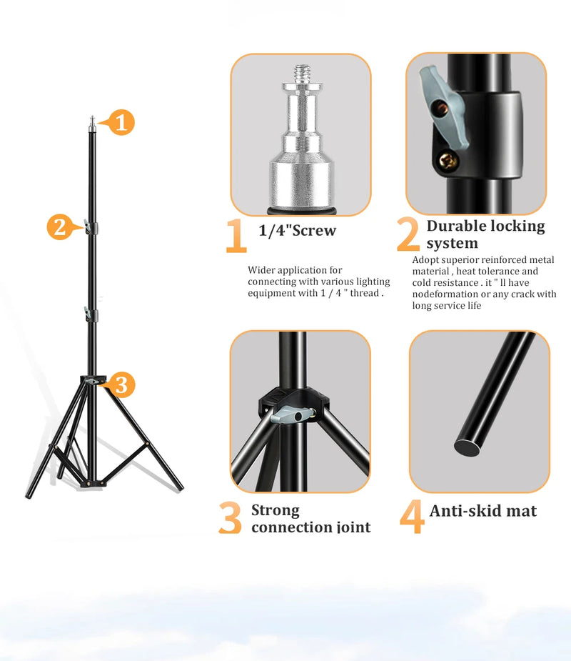 Tripé extensível SH 190 cm com parafuso de 1/4 e rodas, controle remoto Bluetooth para câmera DSLR, smartphone, luz de preenchimento, microfone, tripé