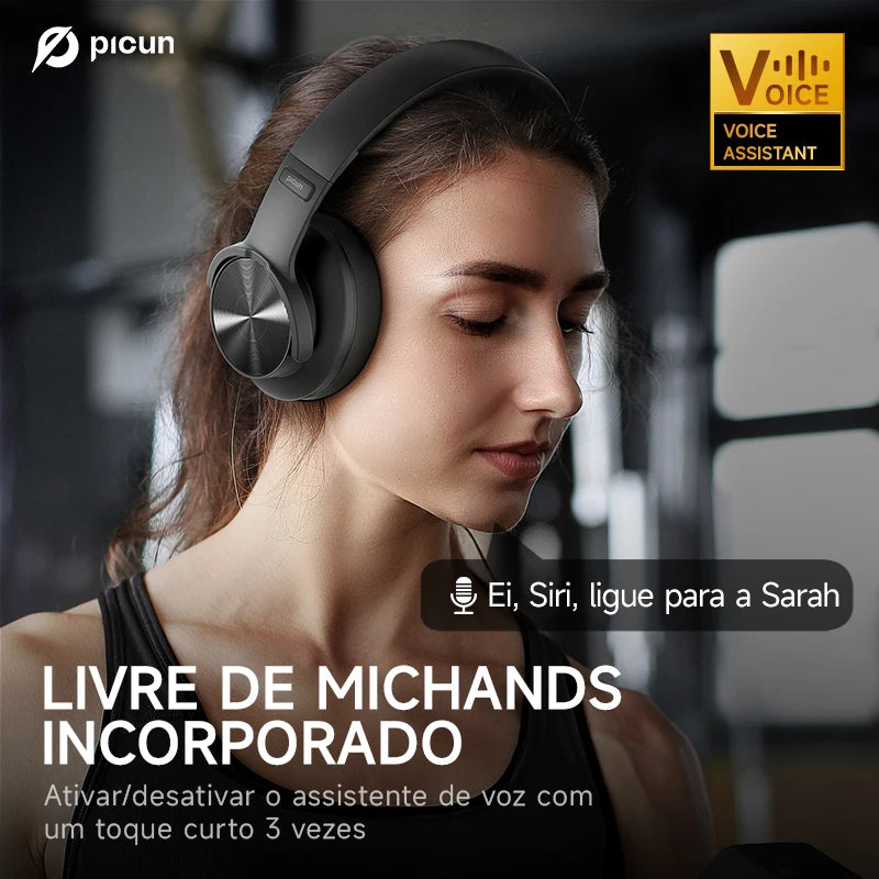 Fones de ouvido com 120 horas de reprodução, Bluetooth Picun B8 3EQ sem fio, baixa latência, chamadas viva-voz