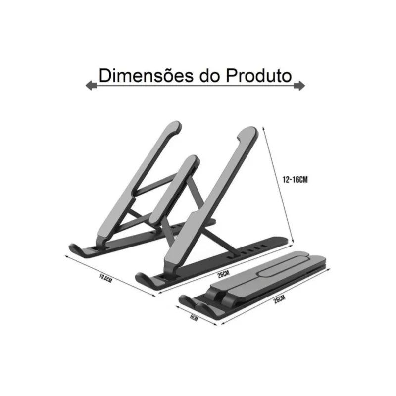 Suporte Reclinável, Dobrável e Portátil para Laptop, Notebook e Tablet - Base Ajustável