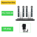 Sistema de microfone sem fio UHF Phenyx Pro PTU-7000 com 4 microfones de mão de 40 canais, varredura automática e seleção de frequência para igrejas