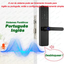 Fechadura elétrica de porta com impressão digital Bluetooth RAYKUBE F7 TT, versão com voz em português/inglês e alça maior